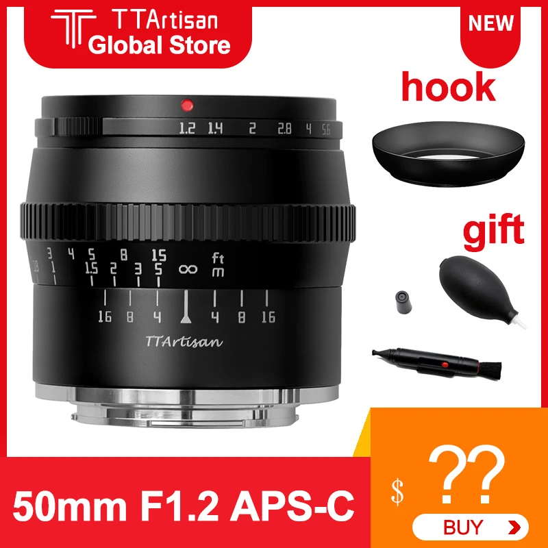 

TTArtisan 50mm F1.2 APS-C Camera Lens Large Aperture MF Lens for Fujifilm M4/3 Canon M Sony E M43 Nikon Z Leica L Mount Camera