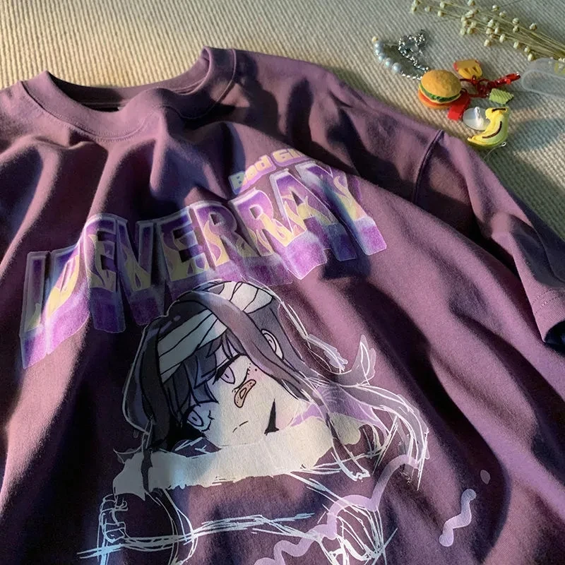 

Japanese sweet Anime character print Women T Shirt Harajuku Top Cartoon Graphic T-shirt Female cotton punk Harajuku Tees kawaii