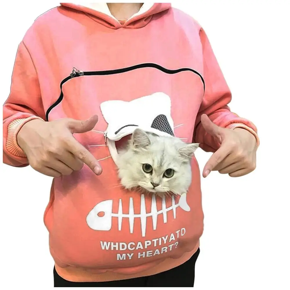 2019 winter women hooded sweatshirts Women’s Sweatshirt Animal Pouch Hood Tops Carry Cat Breathable Pullover Blouse | Женская одежда
