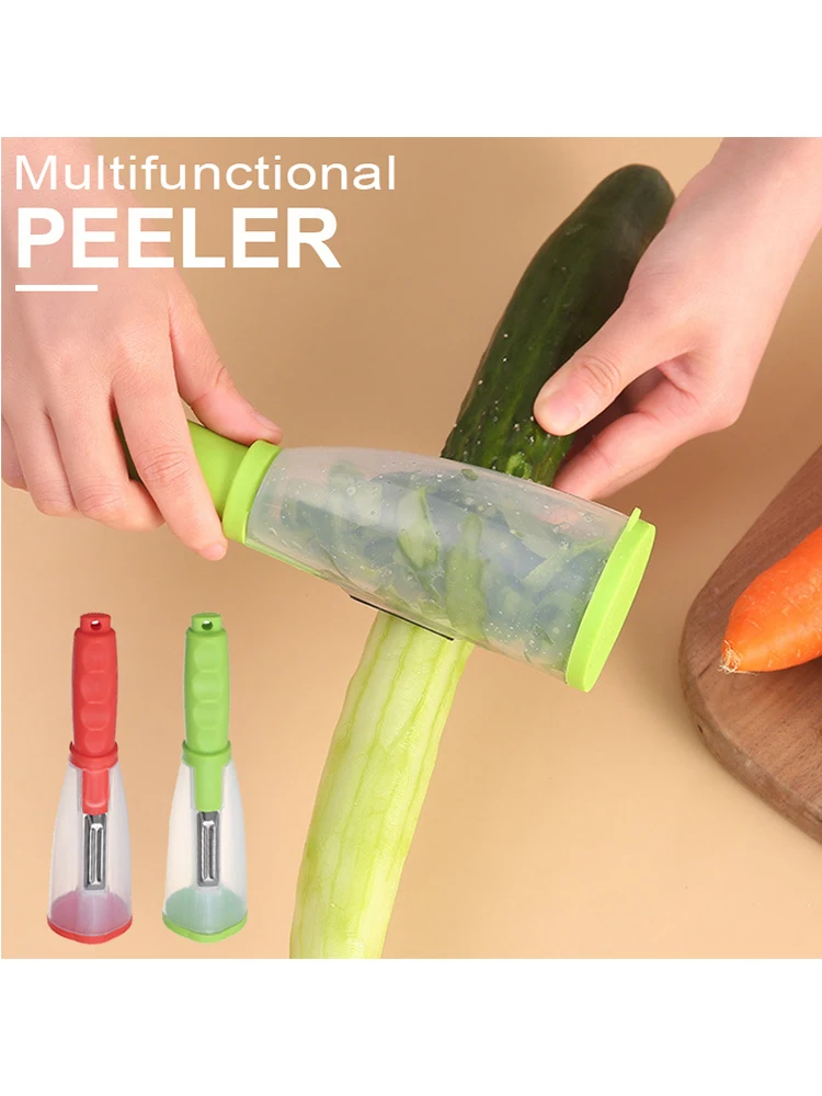 

Multifunctional Storage Type Peeling Knife with Storage Tube Peeler Practical Supplies Household Vegetable and Fruit Peeler