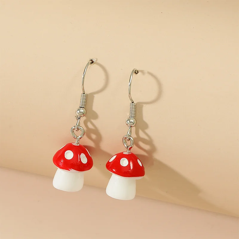 

Small Mushroom Shaped Dangle Earrings Cute 8 Colors Handmade Drop Earrings For Women Girls Jewelry Lovely Gifts 1.2*3.3cm