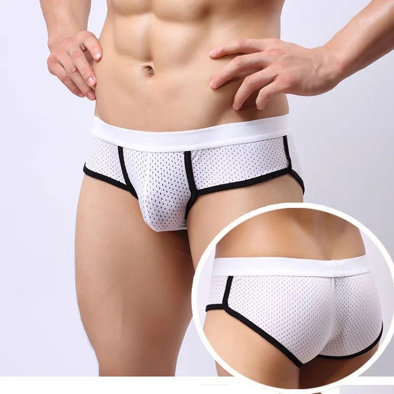 

New Brand Mens Briefs Underwear Slip Mesh Shorts Cueca Gay sexy See-through Underwear Male panties Breathable Hollow underpants