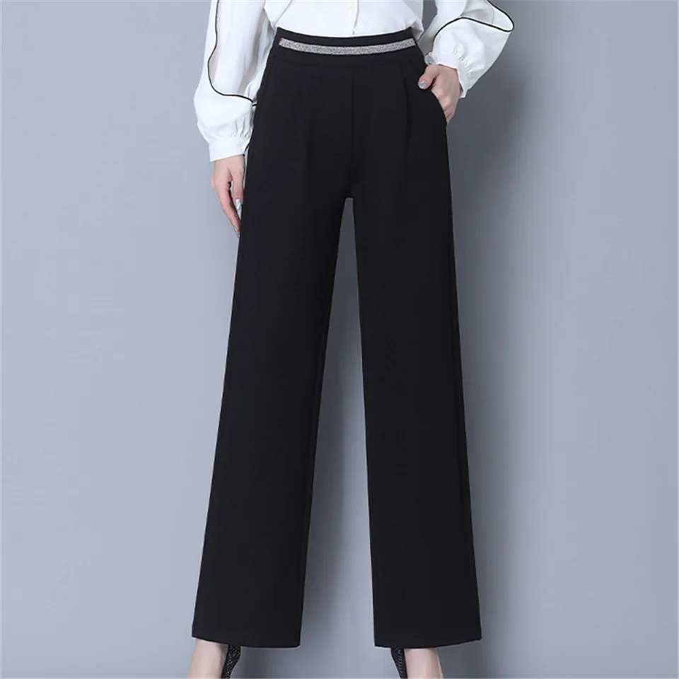 

Spring Summer Drape Straight Pants Women Casual Korean High Waist Pants Fashion Loose All-match Suit Pants Trousers Lady