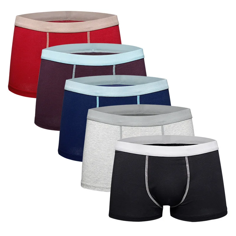 

5pcs Male Cotton Underwear Men's Boxers Panties Breathable Man Boxer Solid Underpants Comfortable Shorts Large size