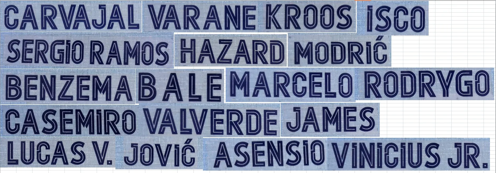 2020-2021 Бейл АСЕНСИО-Аварийный SERGIO RAMOS KROOS MARCELO M0RATA VINICIUS MODRIC ISCO VARANE CARVAJAL nameset патч