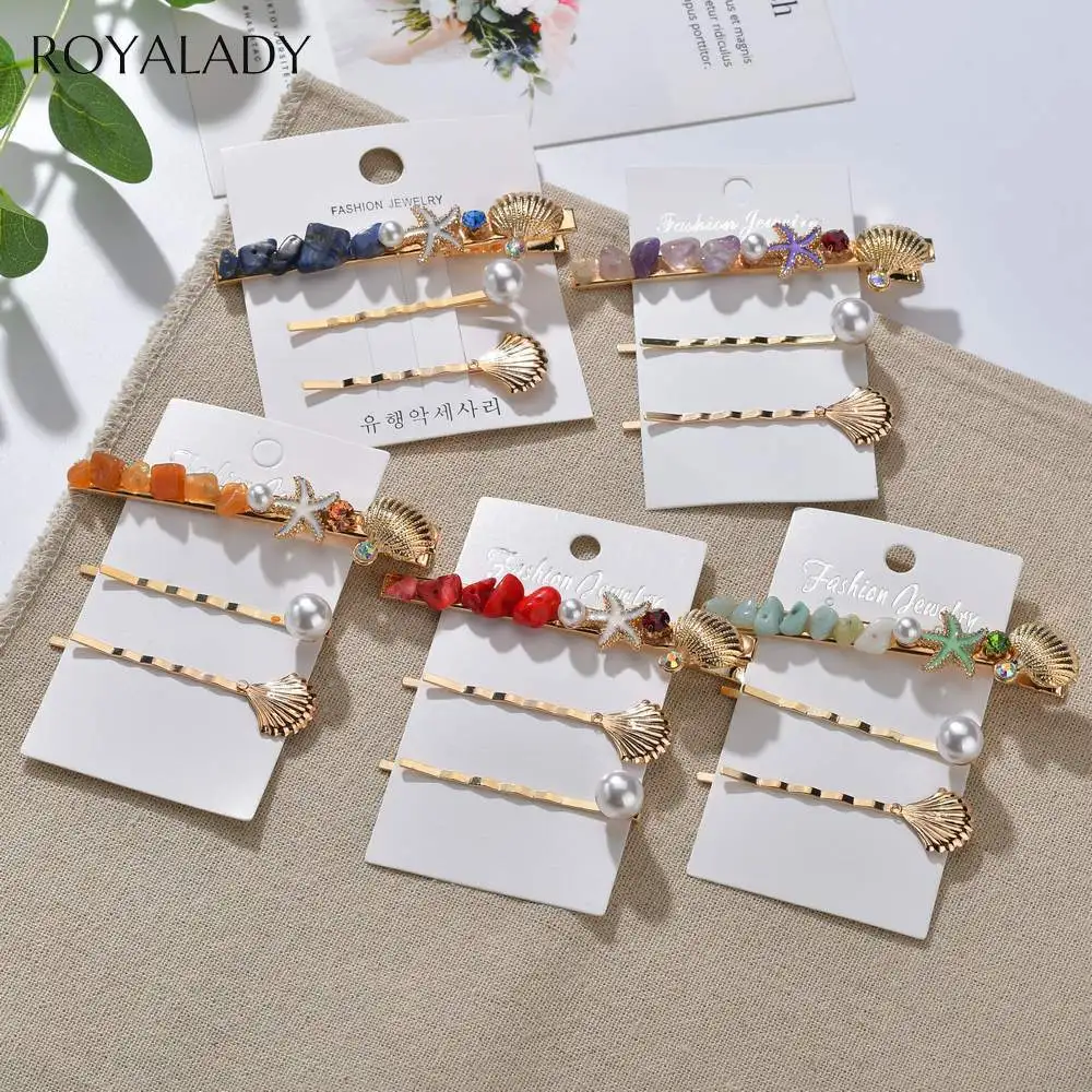 Модные заколки в виде ракушек стиле бохо для волос форме морской звезды ручной