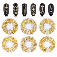1 box about 200pcs 3d gold silver nail charm metal rivet stud nail accessories diy nail art decorative jewelry