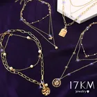 Ожерелье-чокер женское многослойное с жемчужной подвеской и золотыми бусинами, 17 км, 2021