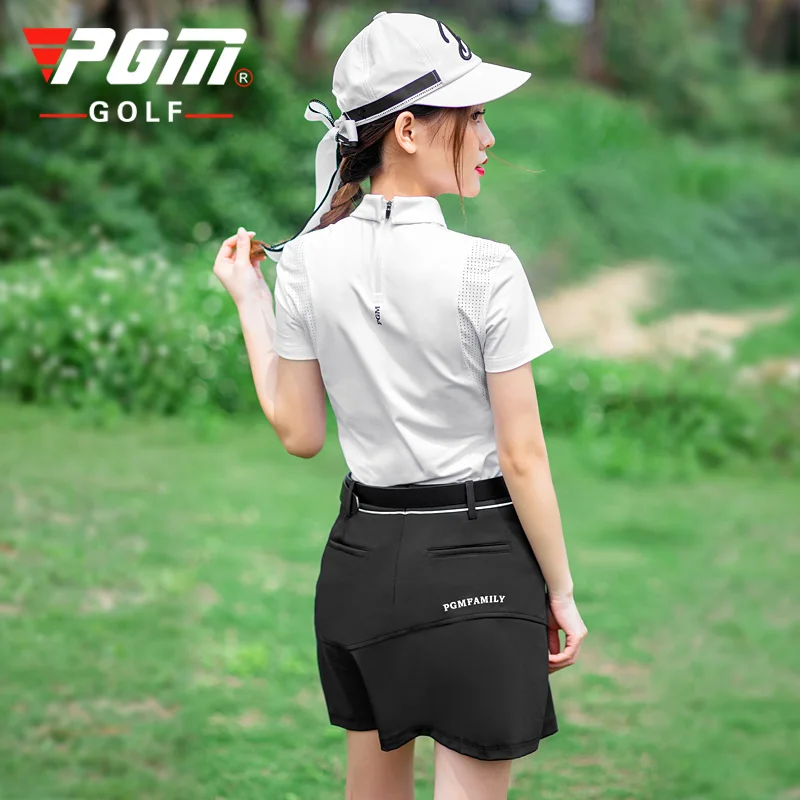 

PGM 2020 Summer New Golf White Ultra-Stretch Women's Short-Sleeved T-shirt Back Zip Collar Breathable Women's Clothing YF276