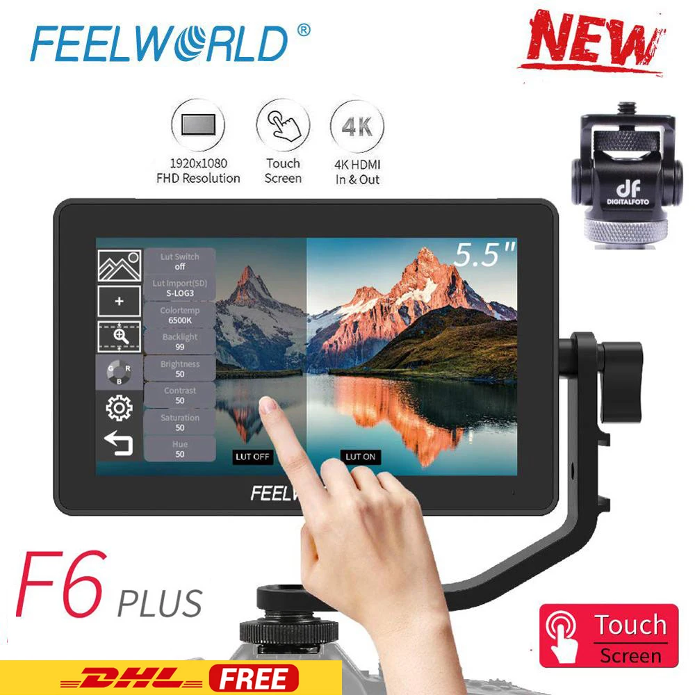 FEELWORLD F6 плюс 5 Inch на Камера монитор DSLR 3D LUT сенсорный Экран IPS FHD 1920x1080 Видео