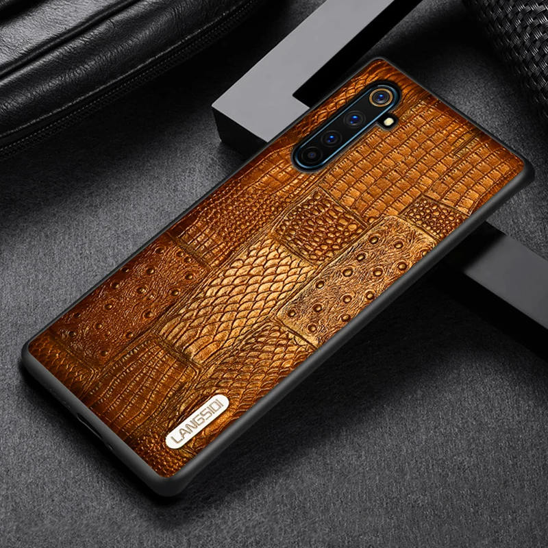 

Роскошный чехол LANGSIDI для телефона Realme GT 8 PRO 7 PRO 6 pro X2 Pro, Противоударная задняя крышка для OPPO R17 A9 A5 2020, натуральная кожа