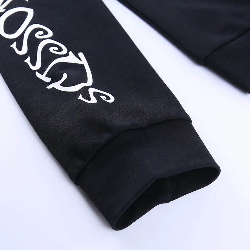 

Cartoon Letter Print Gothic Tops Women Long Sleeve O Neck Sweatshirt Autumn High Street Casual Slim Hoodie Female Pullovers