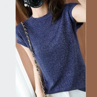 knitted half sleeved pullovers sweater women half turtleneck loose korean shirts female thin ice silk knit 2021 spring summer