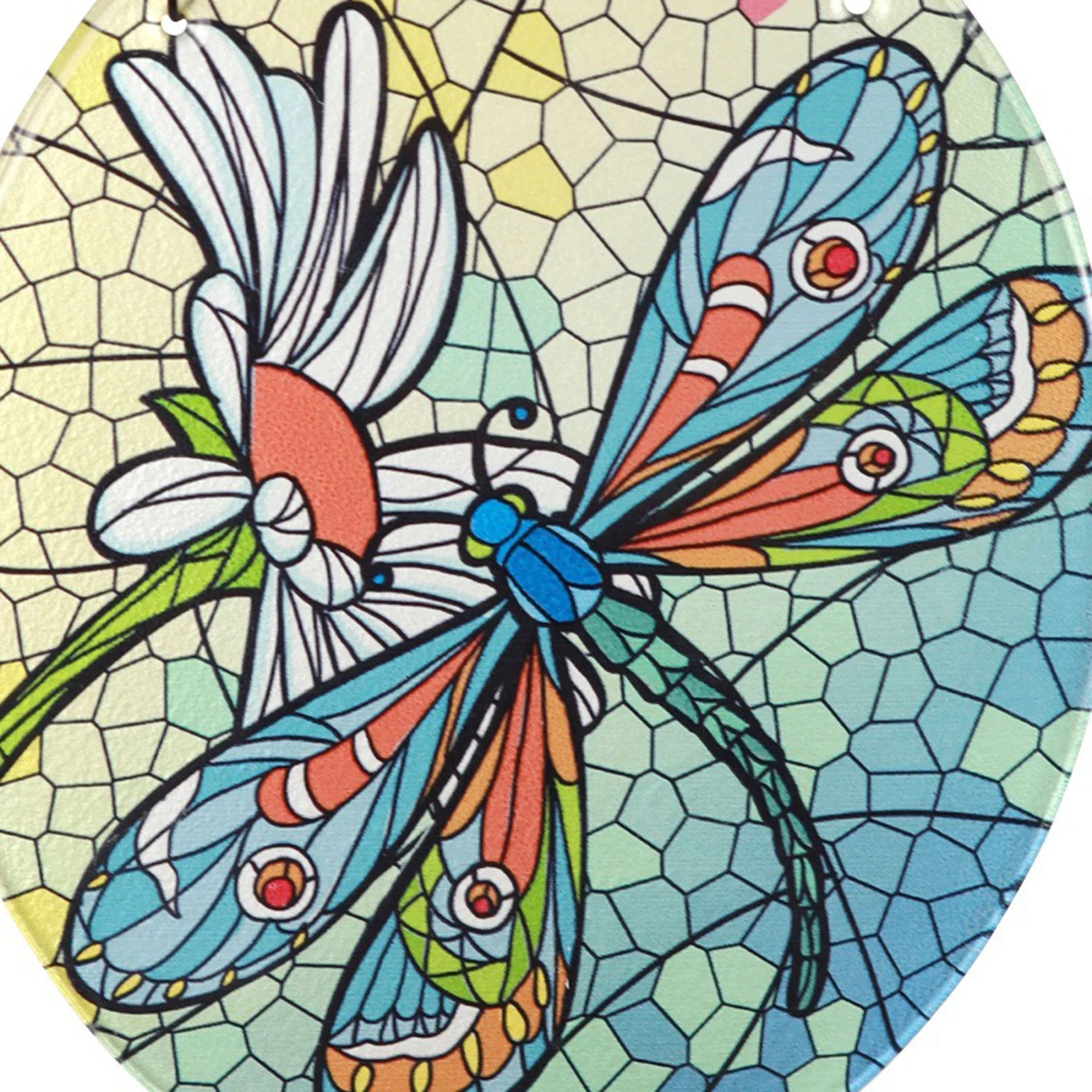 

Dragonfly-pattern Glass Hanging Decoration with Hook Colorful Mosaic Suncatcher Ornament Gift for Window Door Garden H88