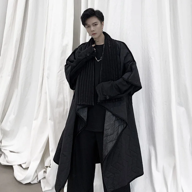 Мужская уличная куртка с хлопковой подкладкой в готическом стиле плащ пальто