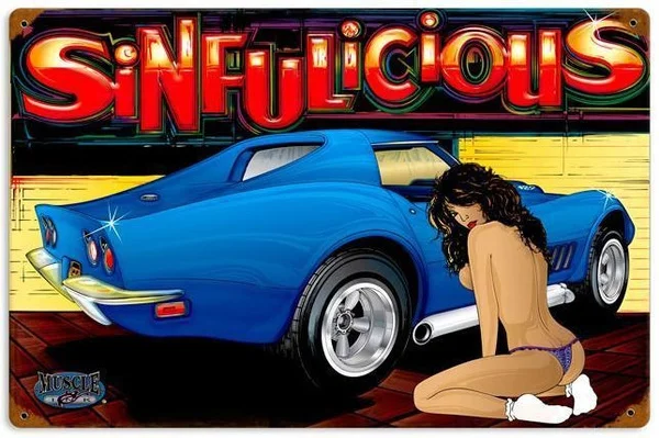 

Fashion Muscle Car Metal Tin Sign Man Cave Garage Body Shop Club