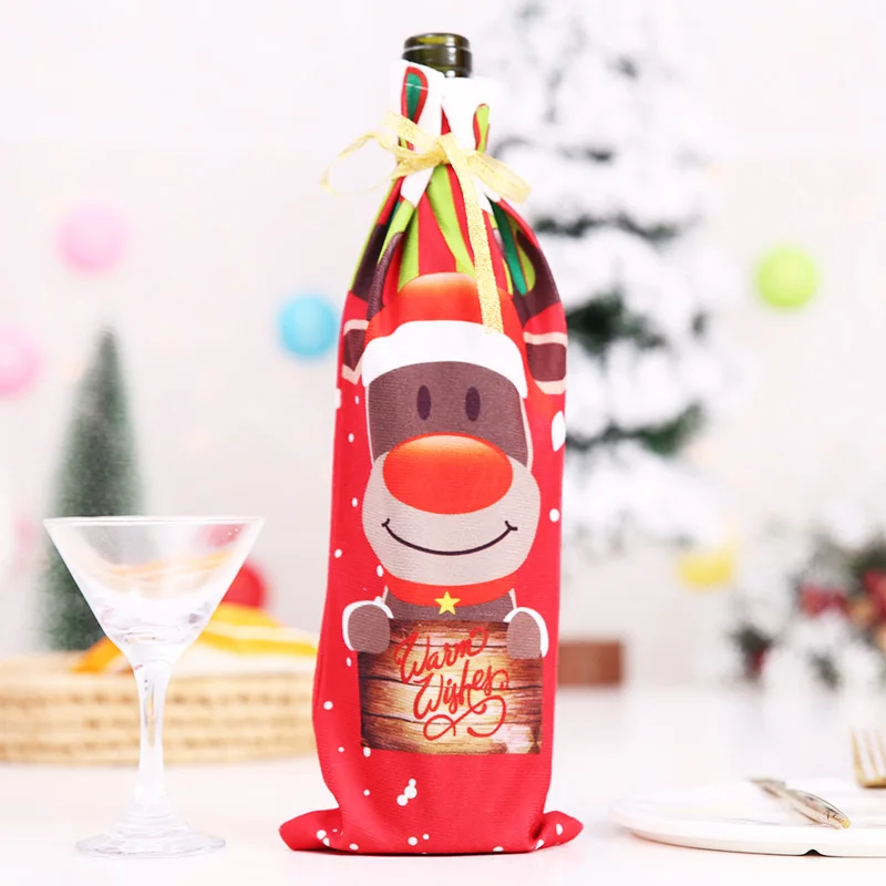Рождественский набор для украшения винной бутылки чехол с Санта-Клаусом