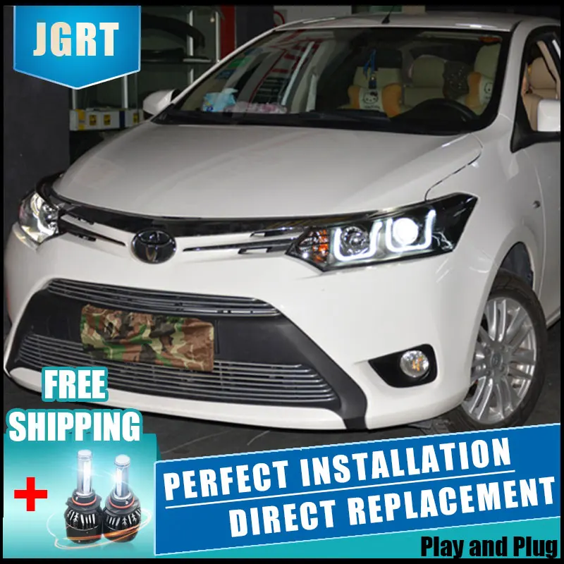 2 шт. автомобиль Стиль светодиодный фары для Toyota Vios 2013-2016 налобный фонарь DRL