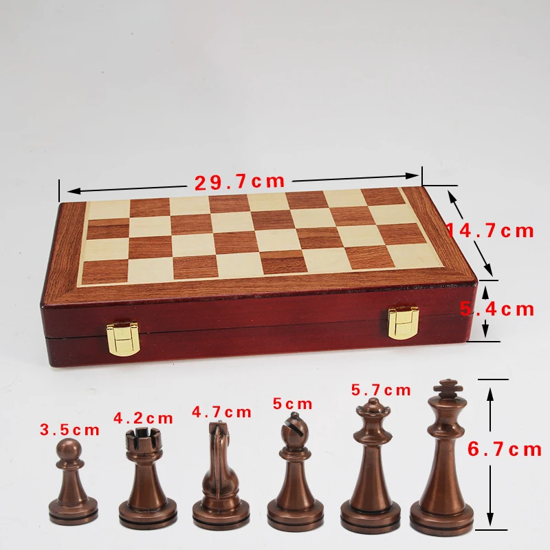 

11 Inches Wooden Folding Chess Set with Alloy Chess Large Chess Board for Storage International Chess for Adult Kids Entertainme