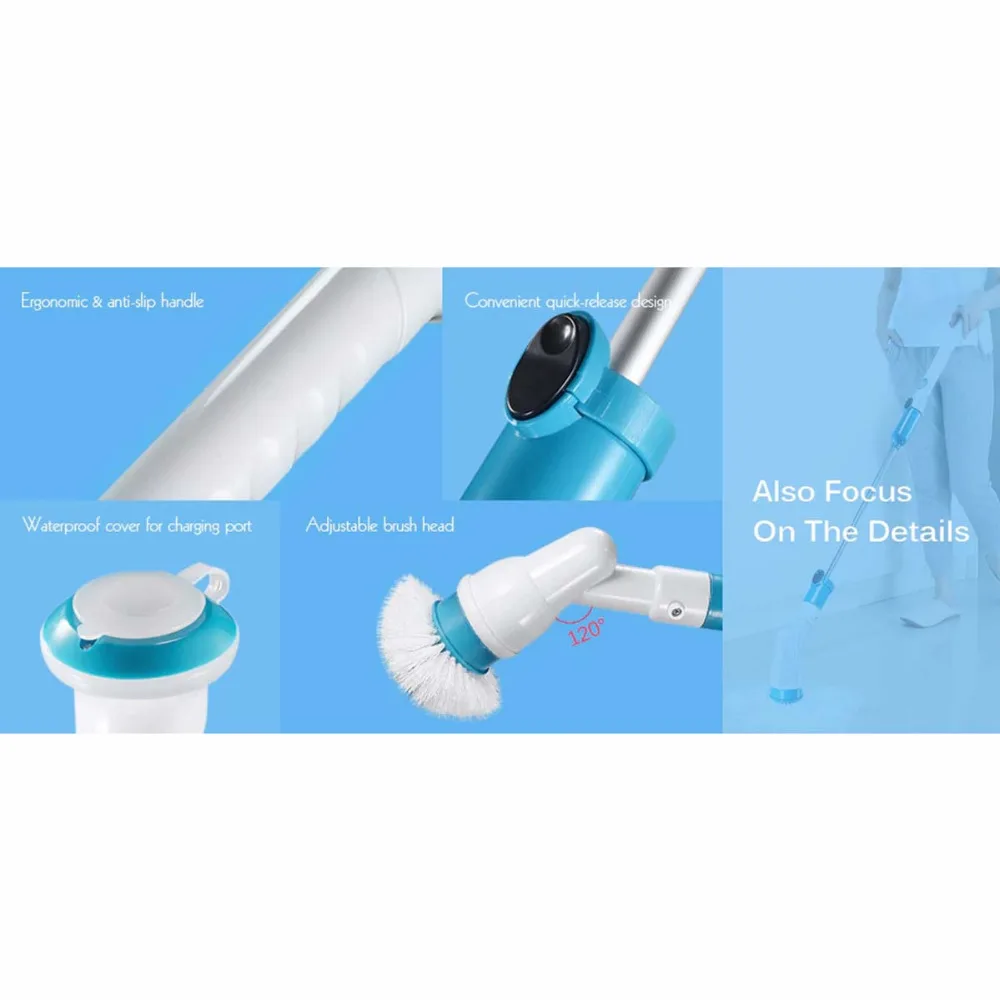 

Multi-functional Turbo Scrub Electric Hurricane Rotary Power Scrubber Tub Tile Cordless Rechargeable Household Cleaning Brush