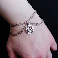 gothic vintage pentagram bracelet wiccan jewelry punk style gift for women girl female best friends new fashion bangle