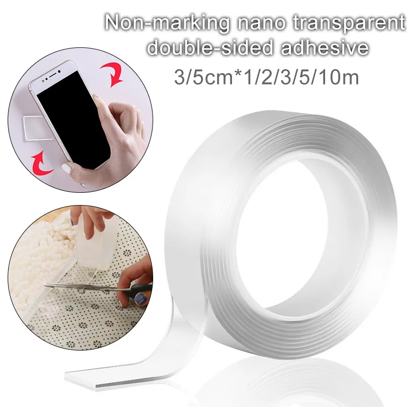 

2mm Thick Nano Double Tape Non-Marking Removable Waterproof Adhesive Magic Tape Strong Wall Stickers For Bathroom Kitchen