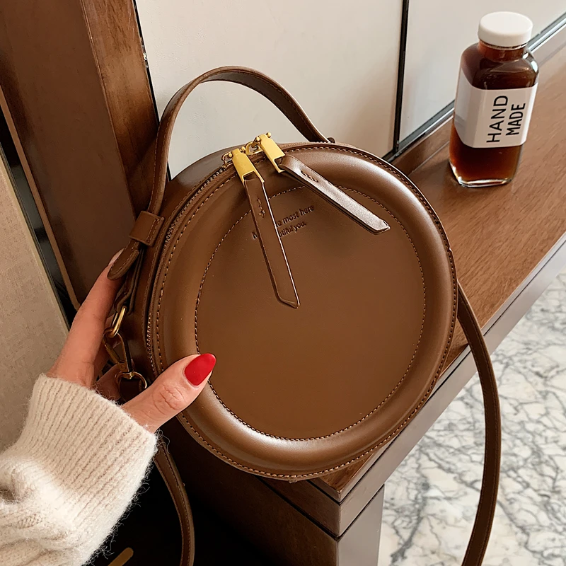 

Crossbody Bag For Women Luxury Handbags Women Bags Designer Leather Round Small Shoulder Bag Female Zip Purse