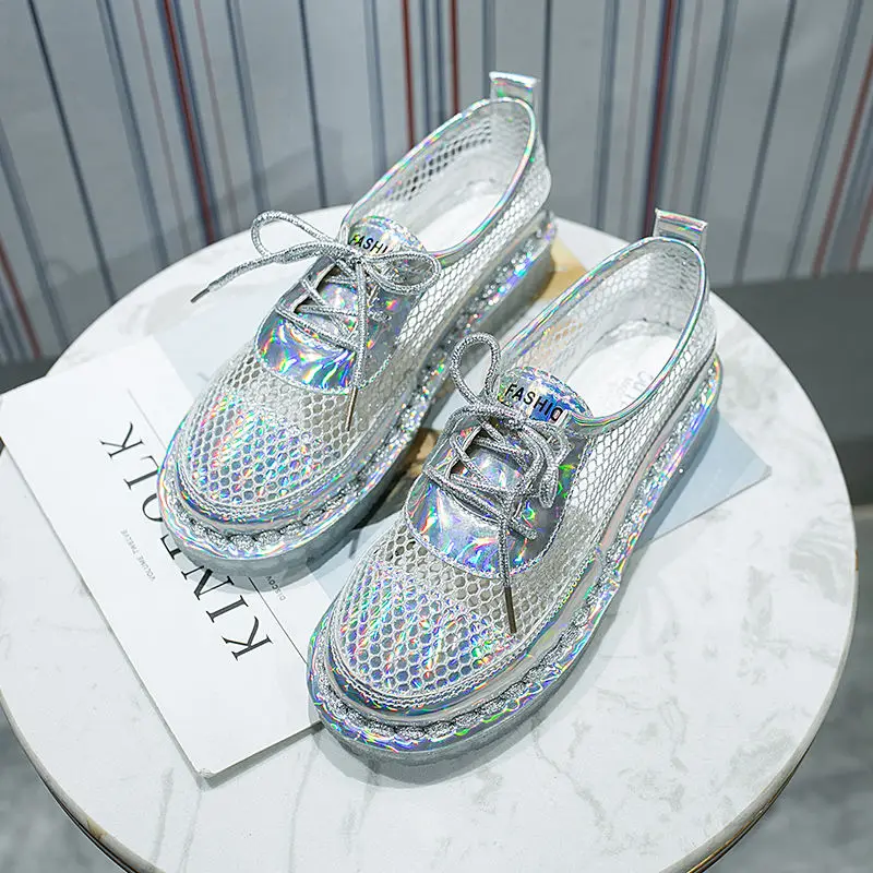

Net shoes female students spring and summer new Korean edition baotou Roman sandals casual breathable jelly shoes