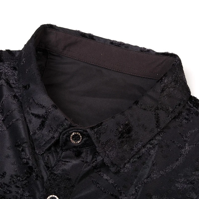 

Mens Transparent Velvet Shirt News Short Sleeve Velvet Shirt Men Chemise Homme Transparent Shirt Floral Print Shirt Men