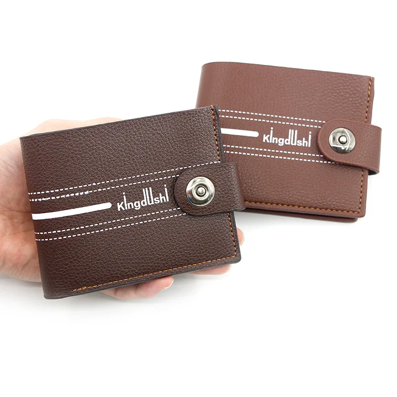 

MenBense Men Short Wallets Letter Print Vintage Male Purse Money Bag Card Holder Clutch Handbag PU Leather Stripe Wallets Walets