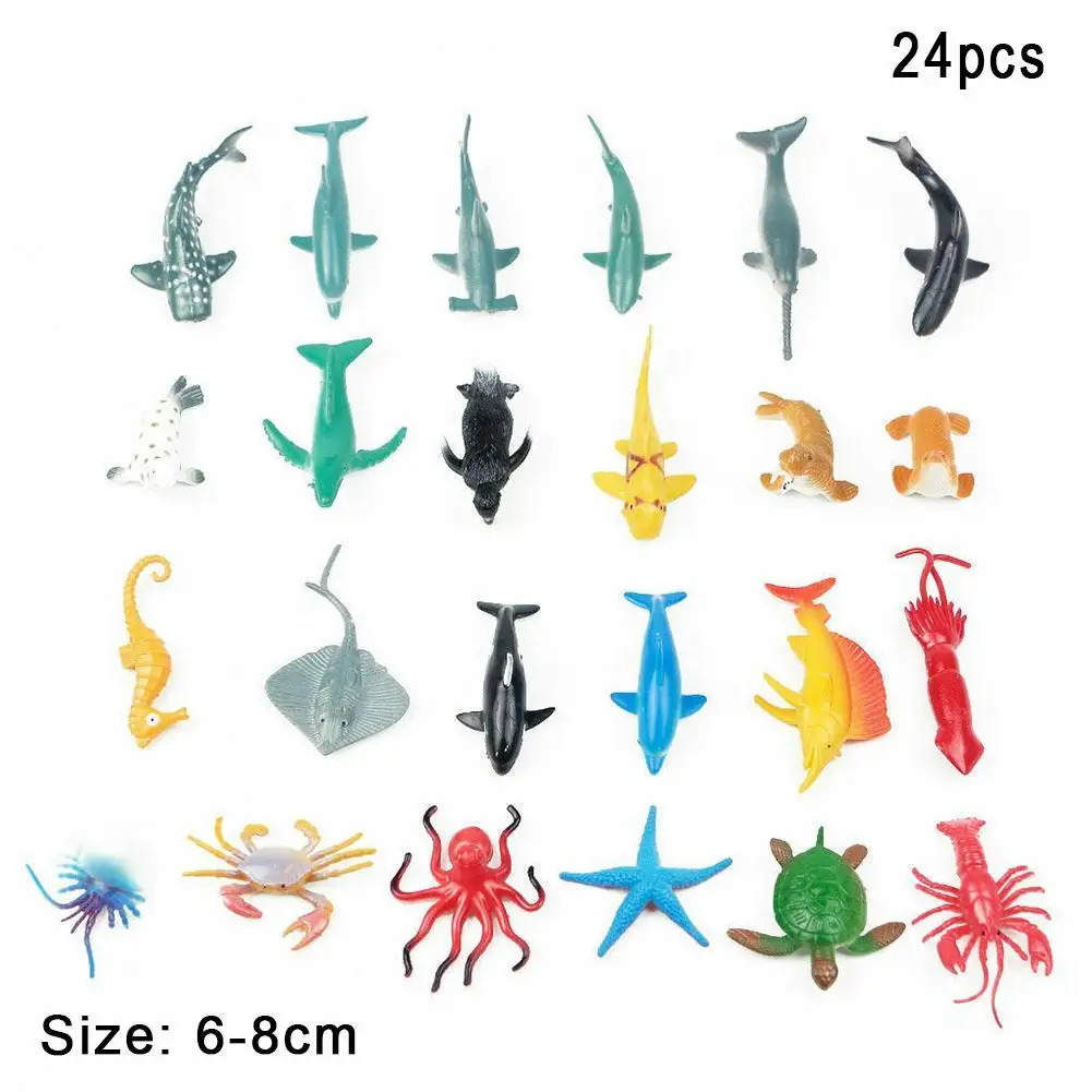 

24Pcs Ocean Sea Animals Figure Toys Realistic Ocean Creatures Action Models Kids Educational Cognitive Toys for Kids Assorted