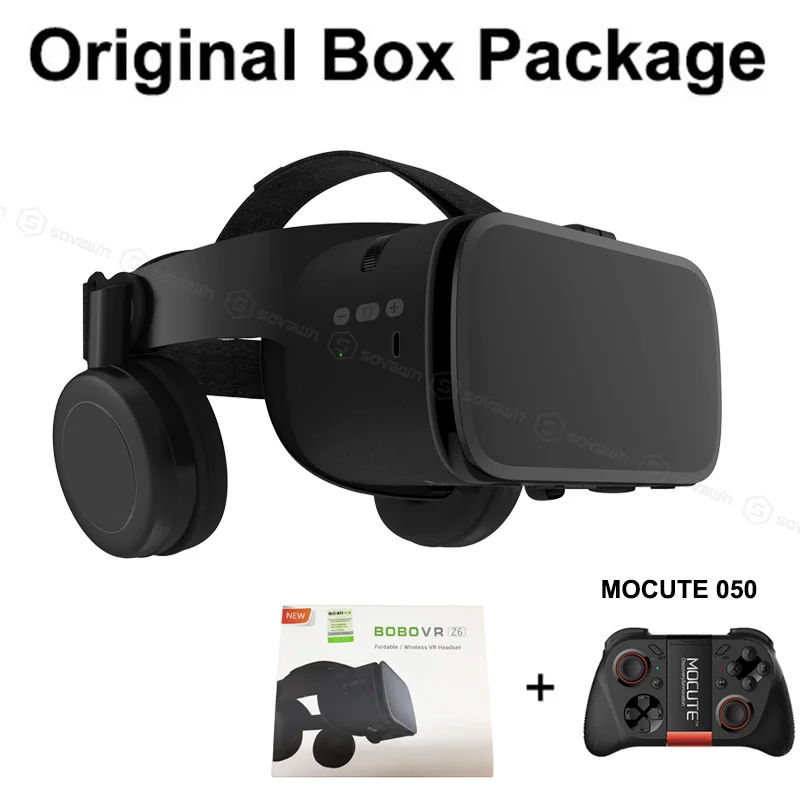 With 050 controller BOBO VR Z6 3D очки Виртуальная реальность для смартфона черный Google Cardboard VR гарнитура шлем Стерео BOBOVR для андроид 4,7-6,2' - Цвет: With 050 controller
