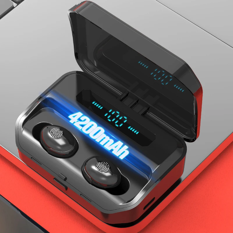 

2021Wireless headset Bluetooth V5.0 TWS Wireless Bluetooth headset LED display with mobile power headset with microphone
