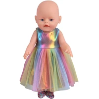 43 cm boy american dolls clothes rainbow bright veil dress baby toys accessories fit 18 inch girls doll children gift f861