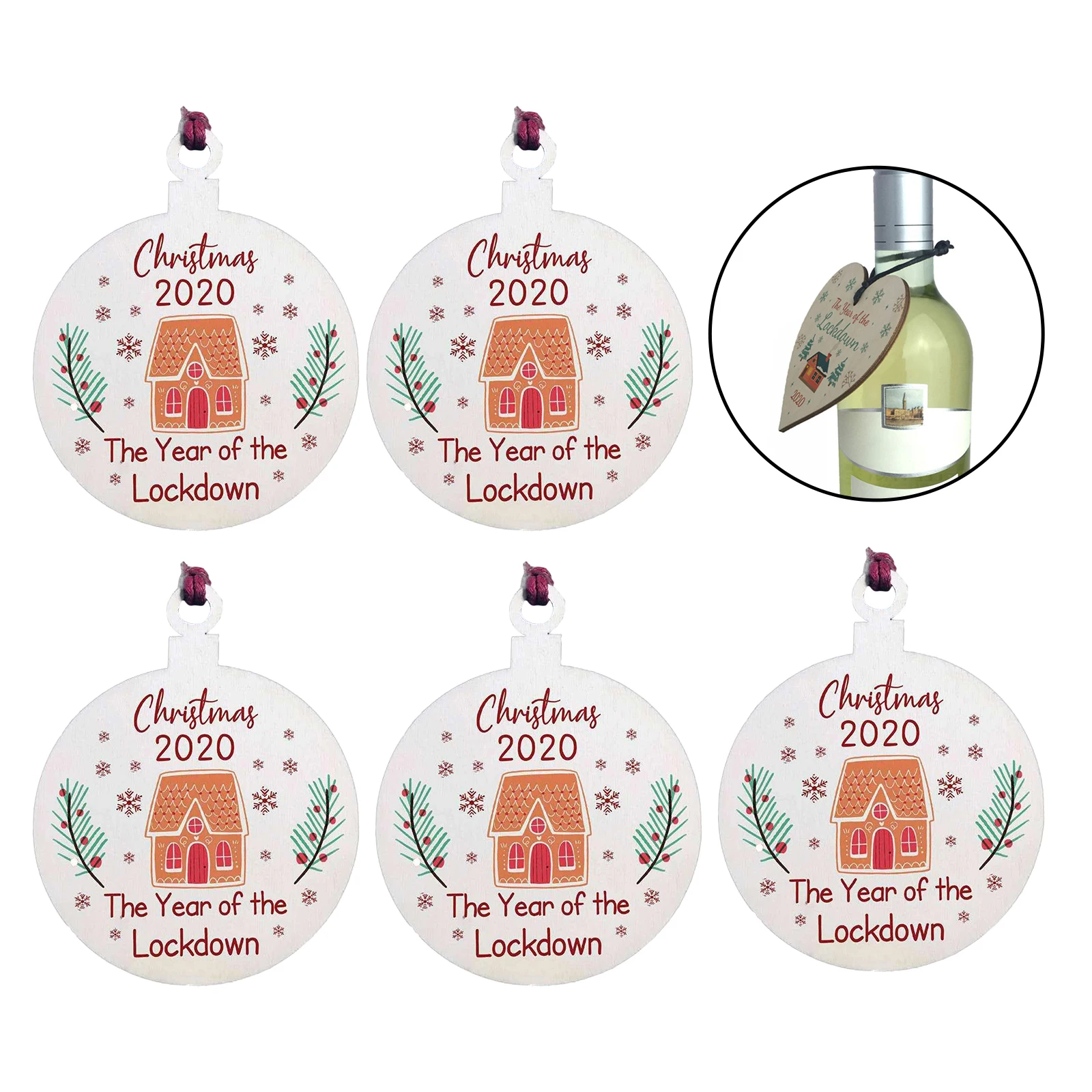 

1pc 2020 Wood Christmas Year Of The Lockdown Ornaments Star Decorative Gift