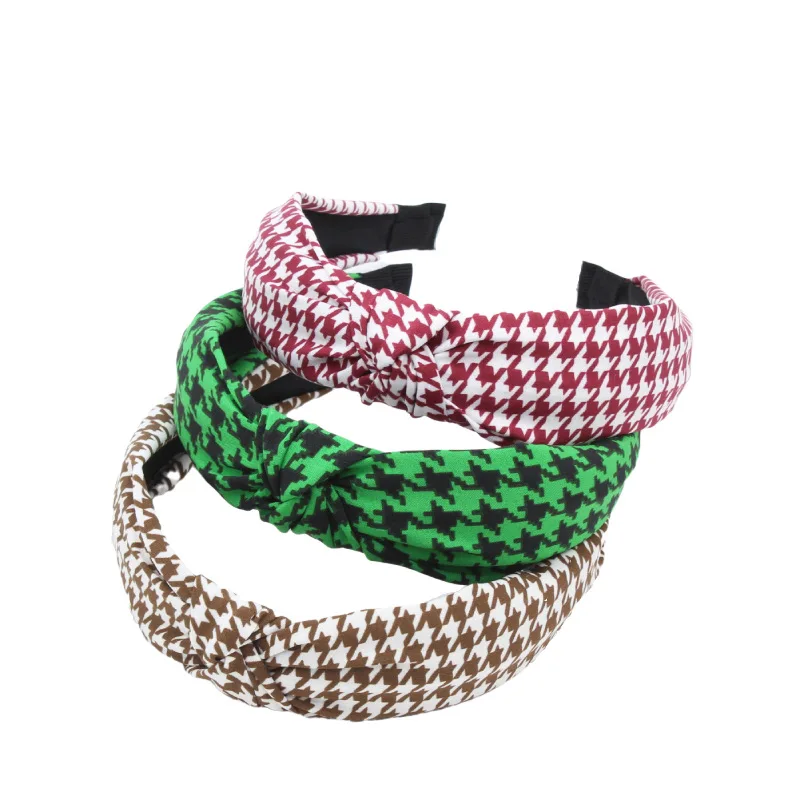 

Free shipping fashion women Houndstooth print color headbands girl's headwear hair accessories