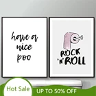 WTQ Забавный Туалет ванная комната настенная Картина на холсте постеры принты рок-н-ролл минимализм Цитата Туалет знак декор комнаты