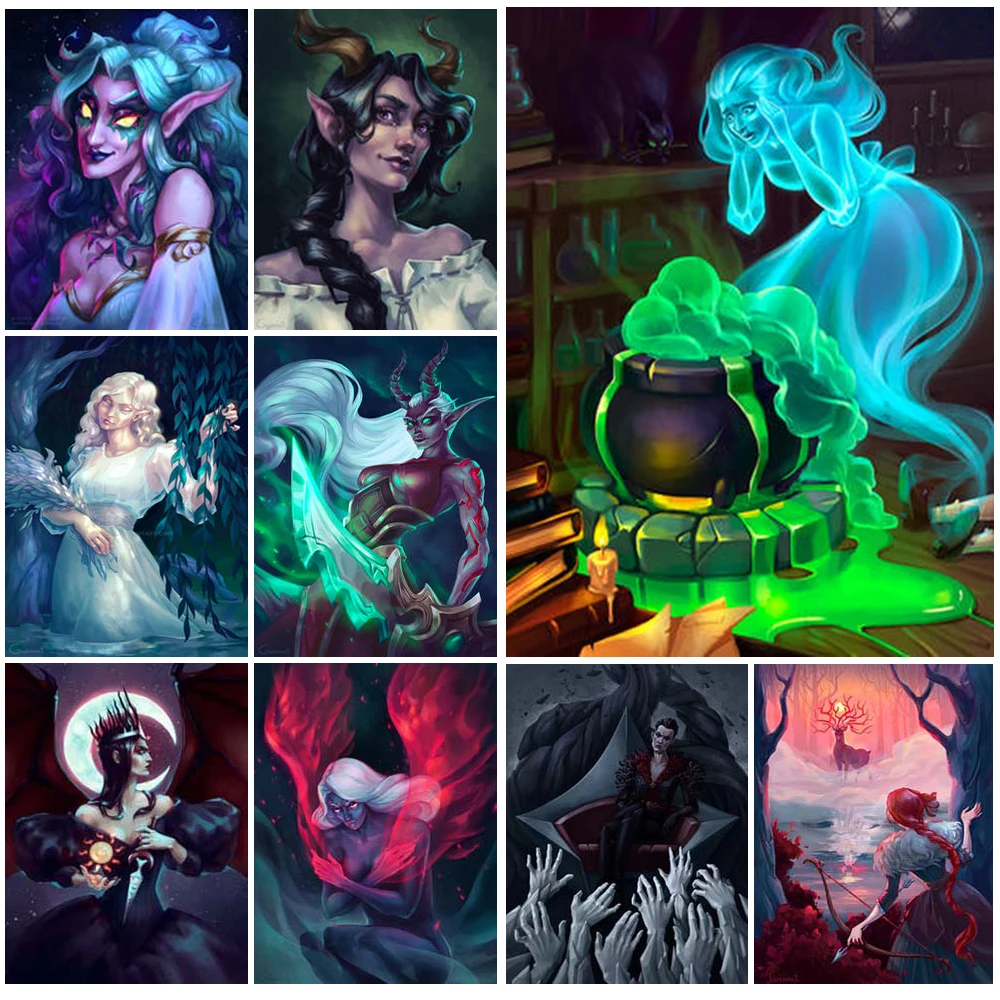 

Devil Witchcraft Witch Girl Demon Wall Art Canvas Painting Wall Pictures For Living Room Posters And Prints Home Decor Unframed