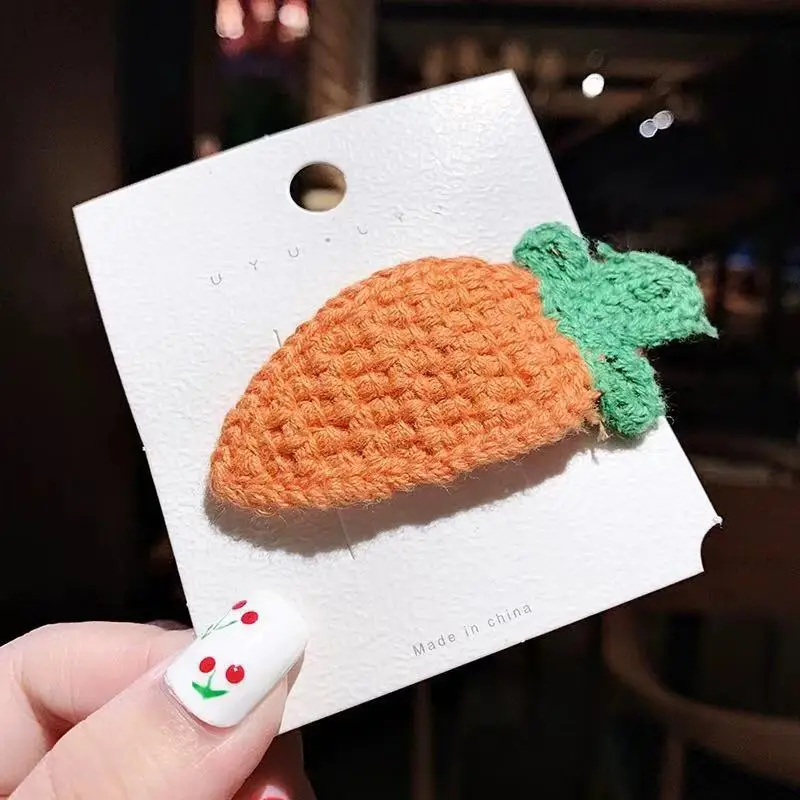 Заколки для волос женские девочек с морковью клубникой арбузом лимоном фруктом