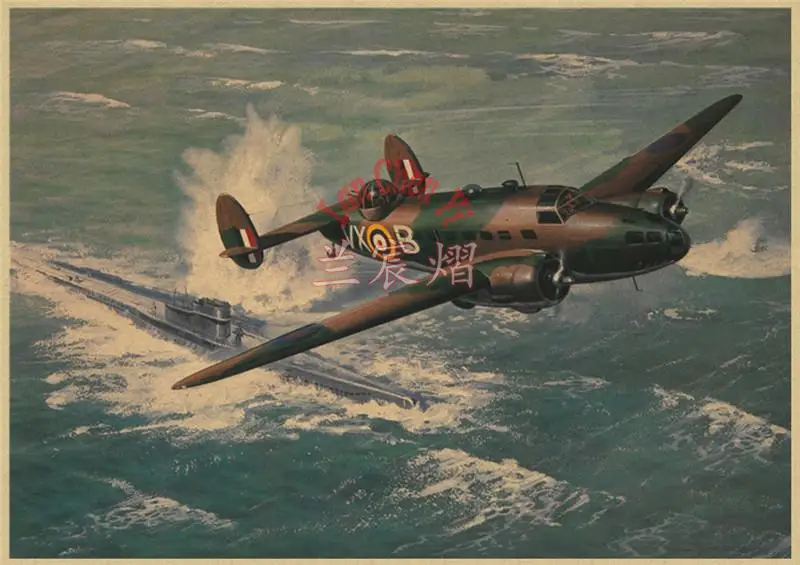 

Американский стиль самолёт истребитель Ретро самолёт настенный стикер винтажная живопись крафт-бумага постер Паб Бар комната Домашний декор