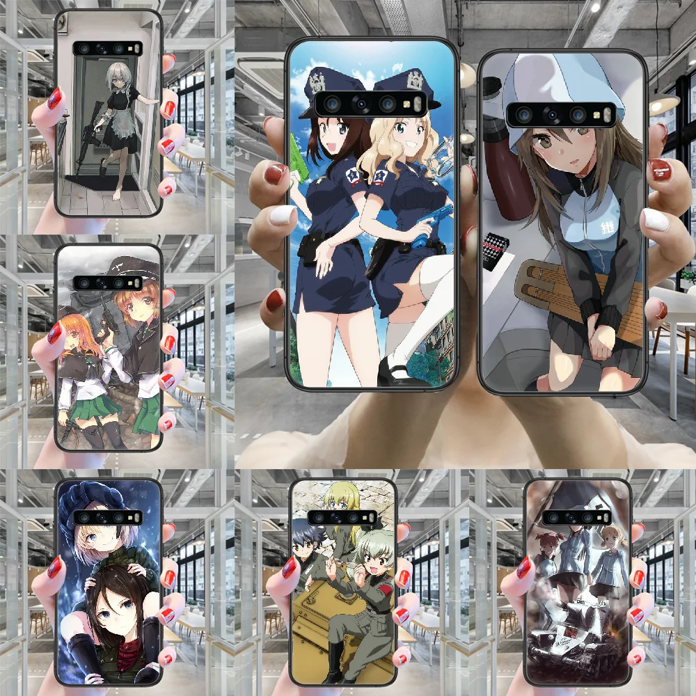Чехол для телефона с аниме GIRLS und PANZER Samsung Galaxy Note S 8 9 10 20 Plus E Lite Uitra черный бампер из