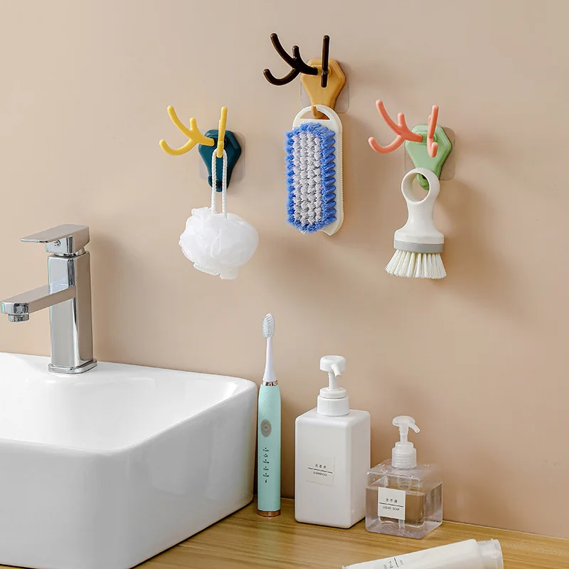 

Antlers Hanging Wall Decoration Storage Towel Clothes Hook Key Scarf Non-perforated Hanger Rack Deer Hook Sticky Coat Hook Deer