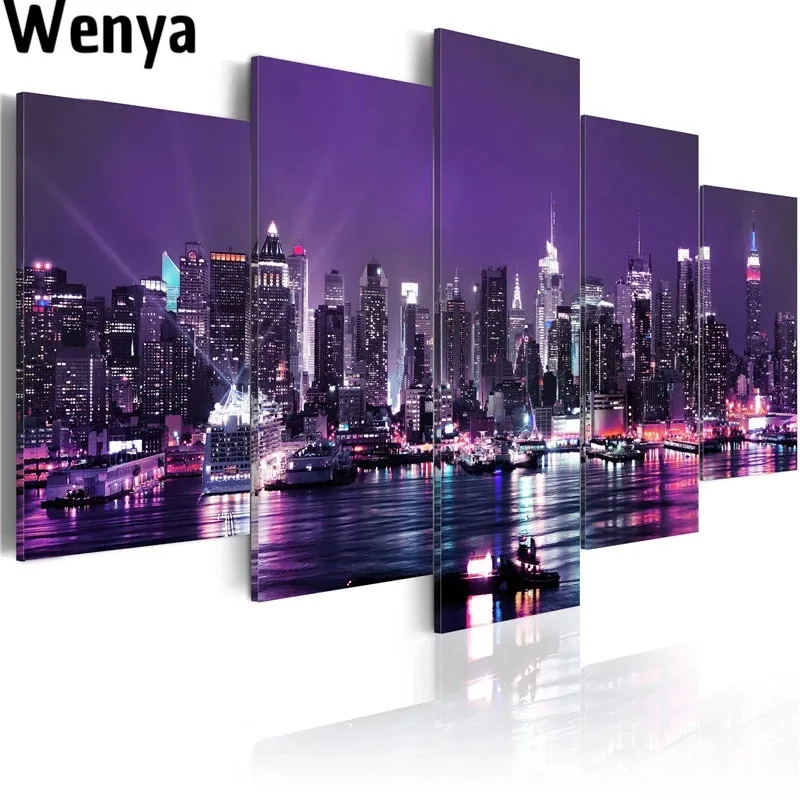 

Harry Style Canvas Painting Wall Art Poster New York City Building Night View Printmaking Mural Print Picture Home Decor Modular