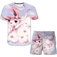 summer childrens 3d t shirt set animal cartoon polyester t shirt shorts set 4 14 years old children 2021 new