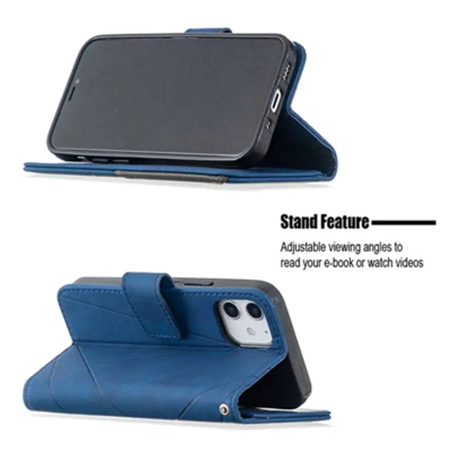 

Stand Business Phone Holster For iPhone 12 Mini 11 Pro Max SE 2020 X XS XR 6 7 8 Plus Stripe Wallet Rhombus Case Hit Color Cover