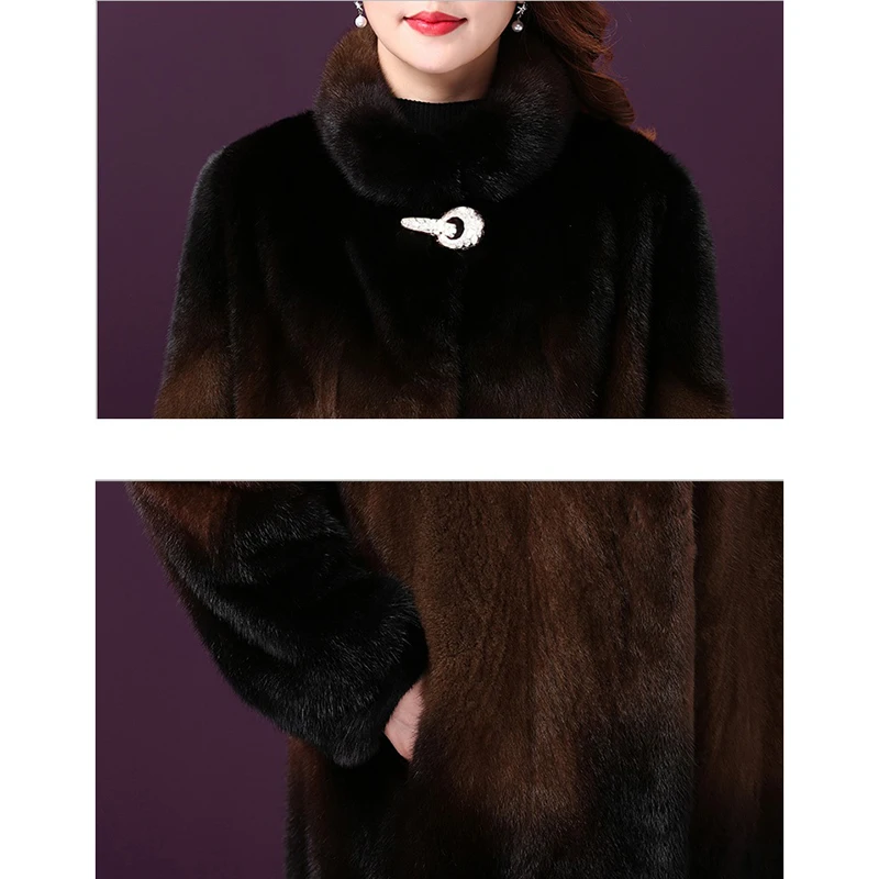 

whole Winter women parker coat medium long plus size gold coats female fur thick warm mink down overcoat