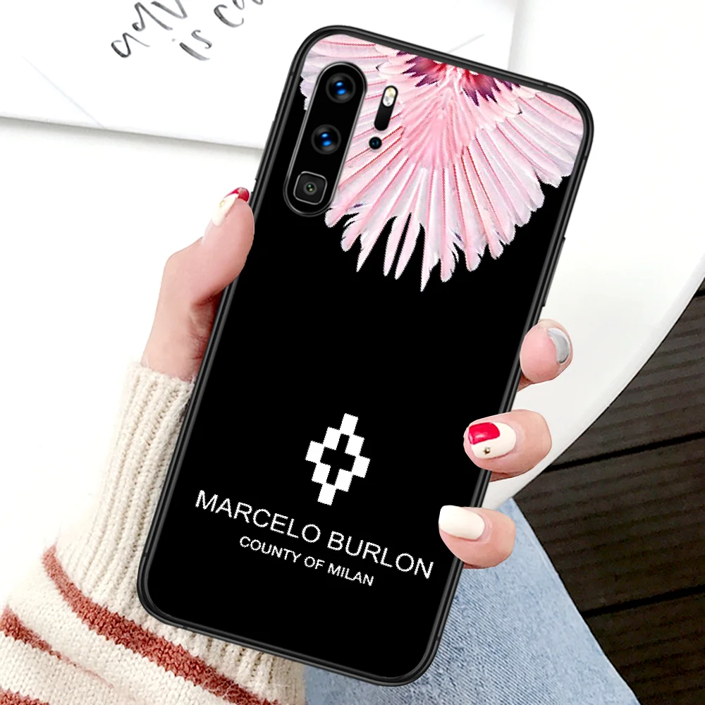 

Luxury Marceloe Burlone Phone Case For Huawei P Mate Smart 10 20 30 40 Lite Z 2019 Pro black Cover Tpu Bumper Trend Prime