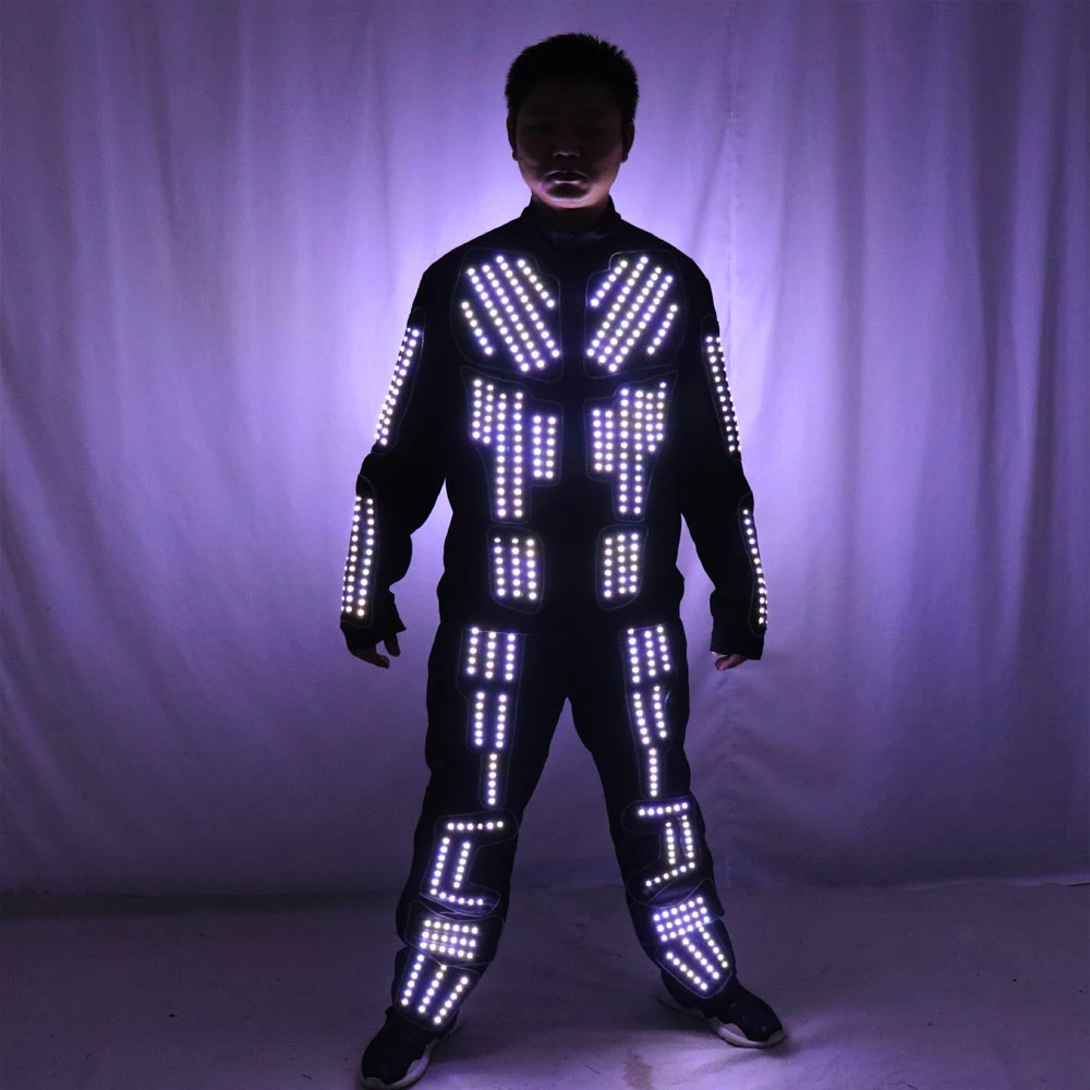 Tron LED костюм Traje робота из светодиодов одежда светящийся танцевальный один Цвет