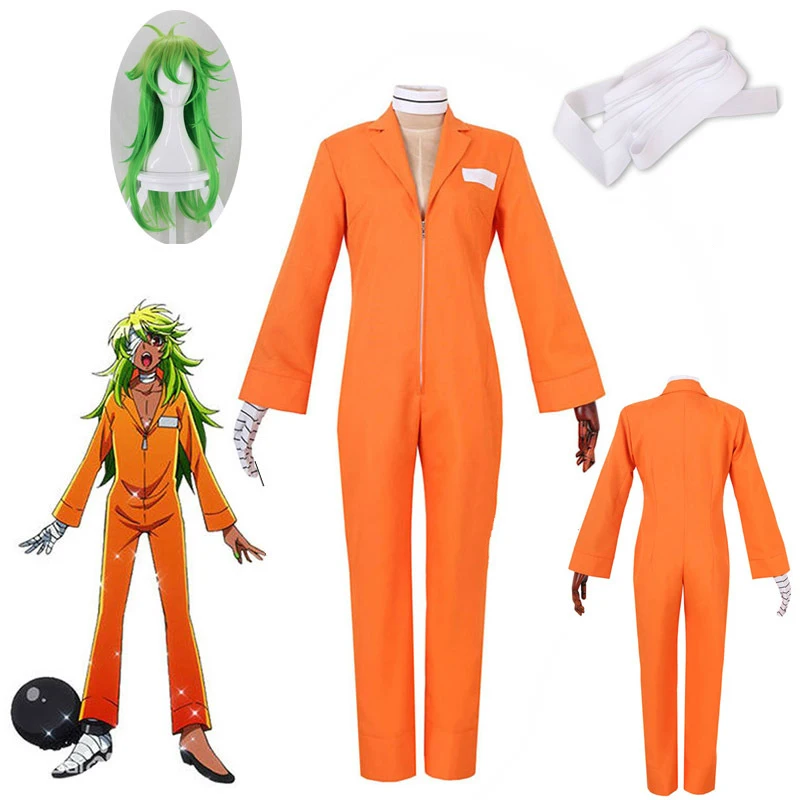 Disfraz de Nanbaka N ° 25 de Anime, uniforme de prisión de Niko Rock, traje naranja + guante, disfraz de prisionero, ropa de Halloween, 2020