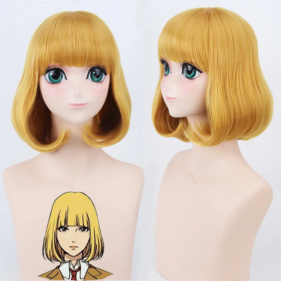 Парик для косплея Midorikawa Hana из аниме Золотая блондинка короткая прическа Боб